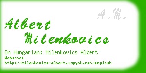 albert milenkovics business card